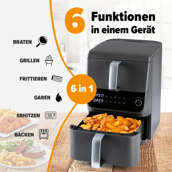 GOURMETmaxx Heißluftfritteuse Doppelkammer 10L