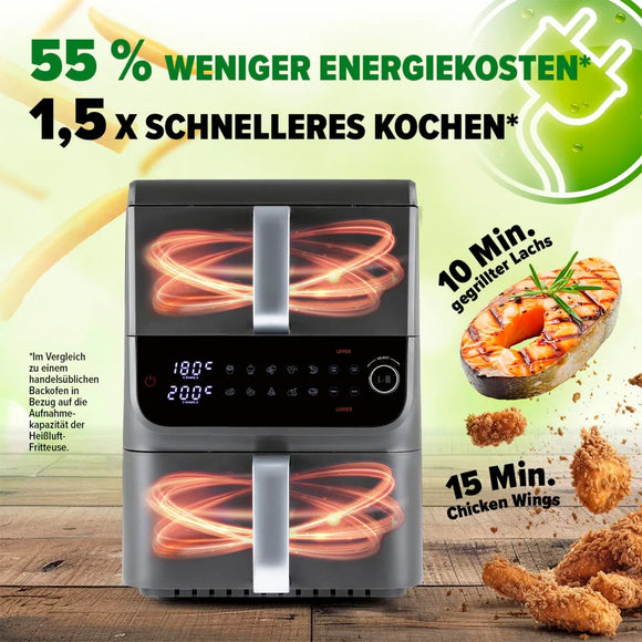 GOURMETmaxx Heißluftfritteuse Doppelkammer 10L