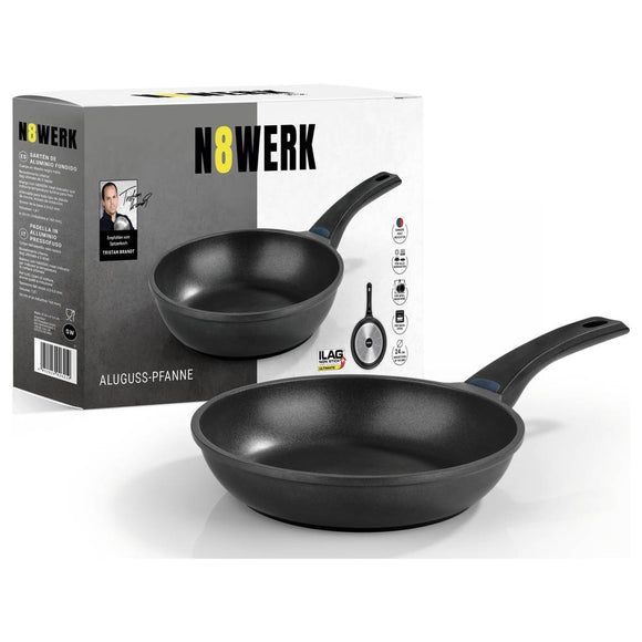 N8WERK Aluguss-Pfanne Midnight Edition 24 cm mit Farbwechsel-Temperaturanzeige