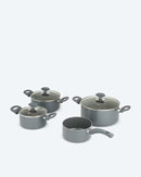 Topfset 7tlg. mit Glasdeckel Soft-Touch-Griffe Induktion 16 - 24 cm Kochen Küche-2