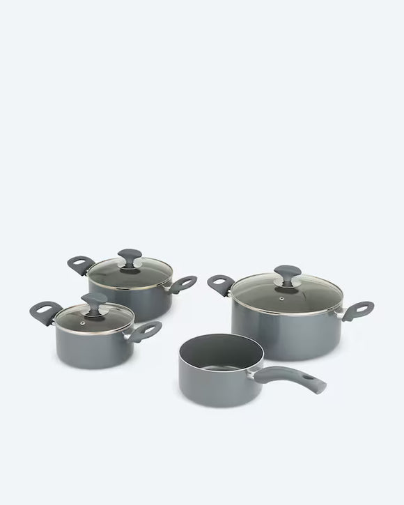 Topfset 7tlg. mit Glasdeckel Soft-Touch-Griffe Induktion 16 - 24 cm Kochen Küche