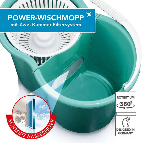 Wischmop Bodenwischer Set 2 Kammer Power Filtersystem Wischen Putzeimer Mopp
