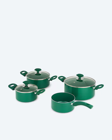 Kaufen grun Topfset 7tlg. mit Glasdeckel Soft-Touch-Griffe Induktion 16 - 24 cm Kochen Küche