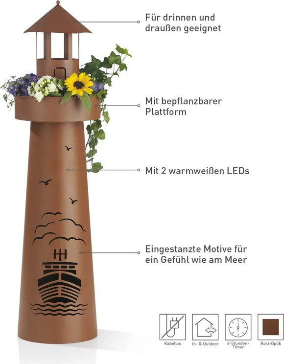 Hoberg LED Dekosäule Leuchtturm Metall 70 cm