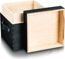 DeWok Transportbox Single Set Box Transportkiste Holz Leder schwarz 21x21x21 cm-2