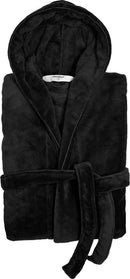 Bademantel Damen & Herren mit Kapuze XXL Schwarz-2