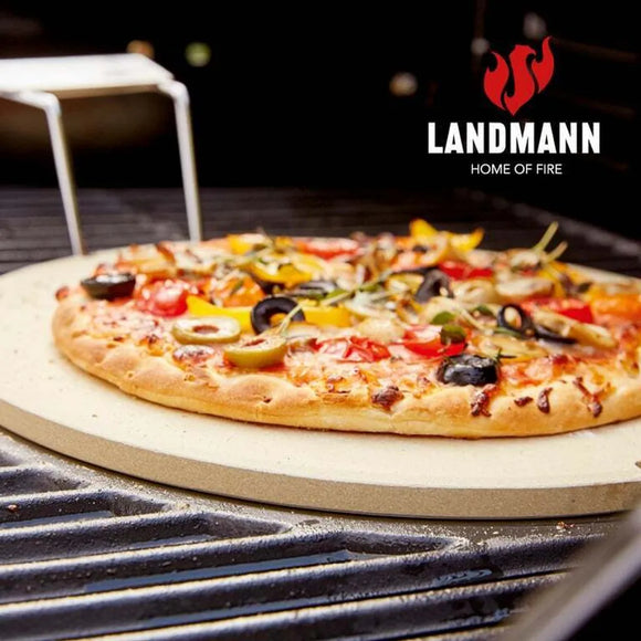LANDMANN Pizzastein Brotbackstein 30,5 cm Backofen Grillstein Backstein Set