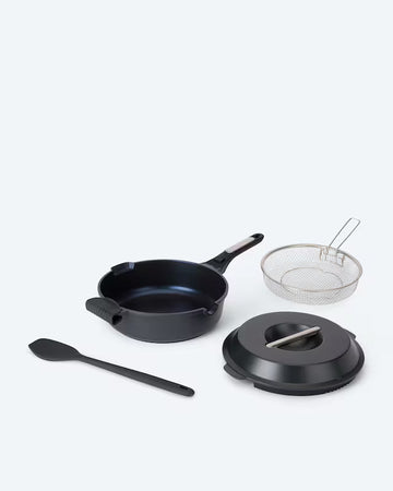 Kaufen dunkelgrau Omnipfanne Bratpfanne Grillpfanne 10-in-1 Pfanne mit Frittierkorb 5tlg Grillen
