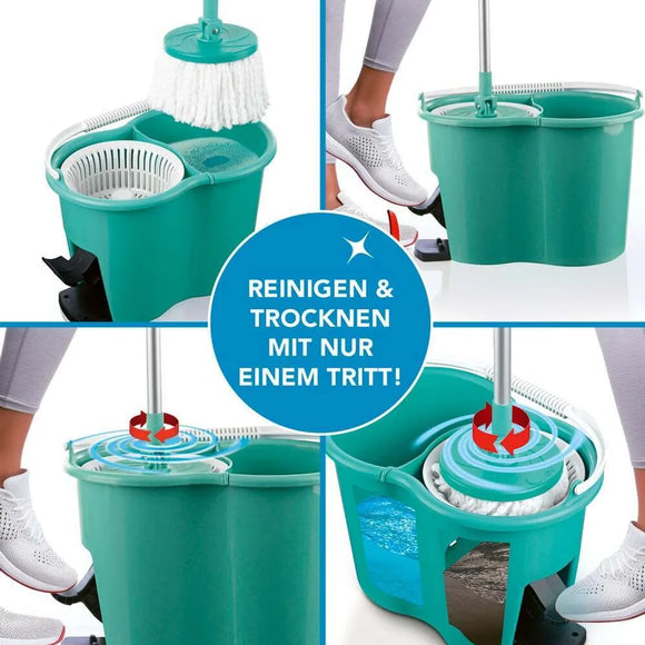Wischmop Bodenwischer Set 2 Kammer Power Filtersystem Wischen Putzeimer Mopp