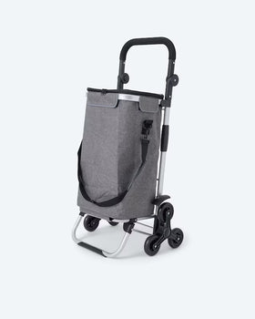 Kaufen grau Einkaufstrolley mit abnehmbaren Taschen 40L Volumen Faltbar Treppensteigerrollen