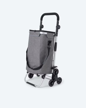 Kaufen grau Einkaufstrolley mit abnehmbaren Taschen 40L Volumen Faltbar Treppensteigerrollen