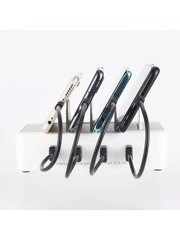 Multifunktionale USB-Ladestation mit 4 Ports und 4 Ladekabel für Handy Laptop