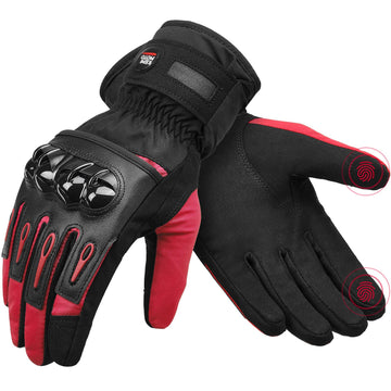 Motorrad Handschuhe Knöchelschutz Motorradhandschuhe Touchscreen Anti-Rutsch Rot
