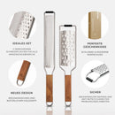 Exitoso Zester Reibe 2er Set Zitronen Raspel Parmesan Käse Hobel Edelstahl Holz-2