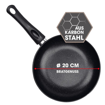 BRATmaxx Karbonstahl-Pfanne Induktion Antihaft Beschichtung 20 cm Schwarz