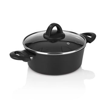 Bratoni Kochtopf Suppentopf 20cm Aluminium Topf + Glasdeckel Antihaftbeschichtet