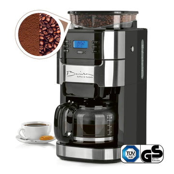 Barista Kaffeemaschine Mahlwerk 900W Edelstahl/Schwarz 12 Tassen Permanentfilter