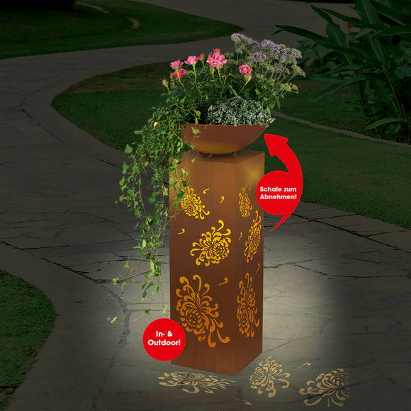 Hoberg Dekosäule mit Schale LED Pflanzschale 87 cm