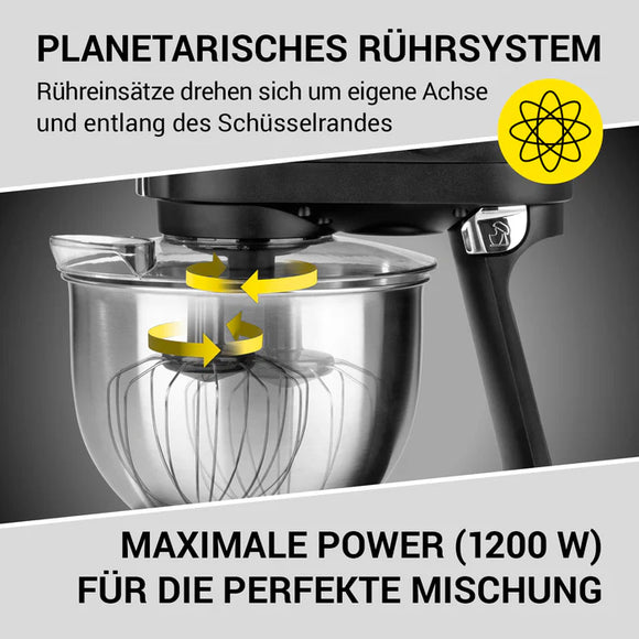 N8WERK Küchenmaschine Knetmaschine Rührmaschine Edelstahl Mixer Digital 5L 1200W