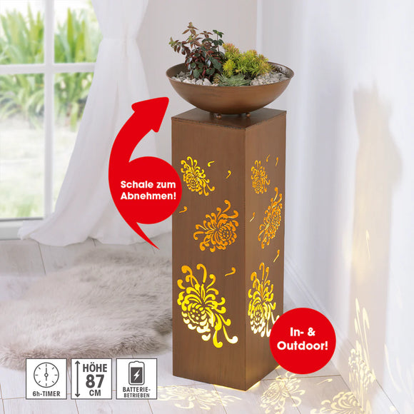 Hoberg Dekosäule mit Schale LED Pflanzschale 87 cm