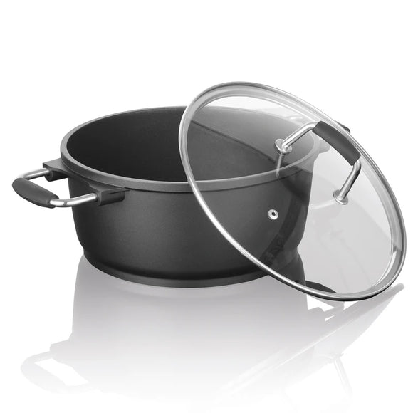 Aluminium-Kochtopf Suppentopf 20 cm mit Glasdeckel Antihaft Spülmaschinenfest