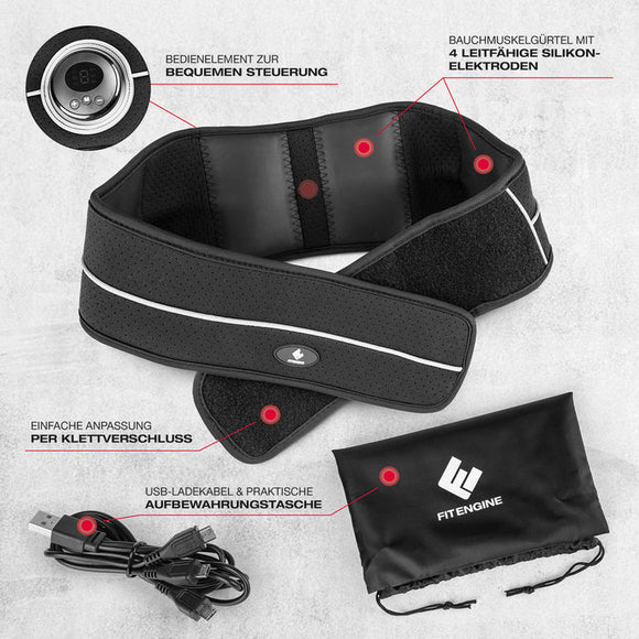 FitEngine Bauchmuskel Gürtel EMS Bauchmuskeltrainer Trainer Muskelstimulation