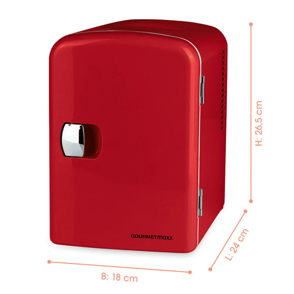 GOURMETmaxx Retro Mini-Kühlschrank Kühlen & Wärmen 4L Kapazität 45W Rot