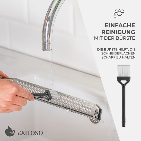 Exitoso Zester Reibe 2er Set Zitronen Raspel Parmesan Käse Hobel Edelstahl Holz
