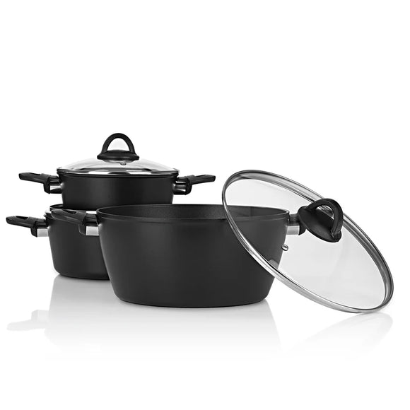Bratoni Kochtopf Suppentopf 20cm Aluminium Topf + Glasdeckel Antihaftbeschichtet