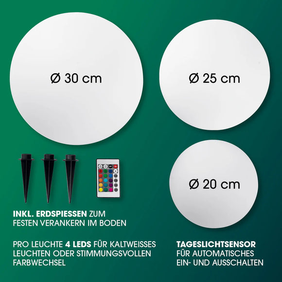 EASYmaxx Solarleuchte Deko Kugel Set RGB
