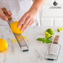 Exitoso Zester Reibe 2er Set Zitronen Raspel Parmesan Käse Hobel Edelstahl Holz-7