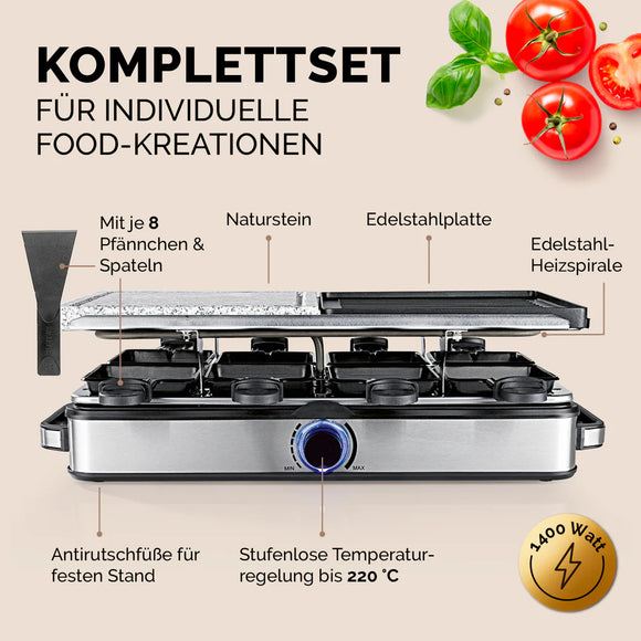 GOURMETmaxx Raclette Grill 1400W für 8 Personen