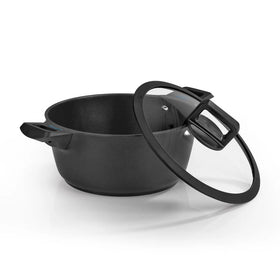 N8WERK Kochtopf Induktion Topf Glasdeckel Suppentopf Aluguss Temperaturanzeige