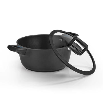 N8WERK Kochtopf Induktion Topf Glasdeckel Suppentopf Aluguss Temperaturanzeige