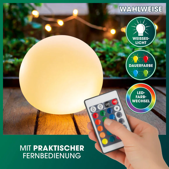 EASYmaxx Solarleuchte Deko Beleuchtung 30cm Kugel RGB Farbwechsel Pool Garten