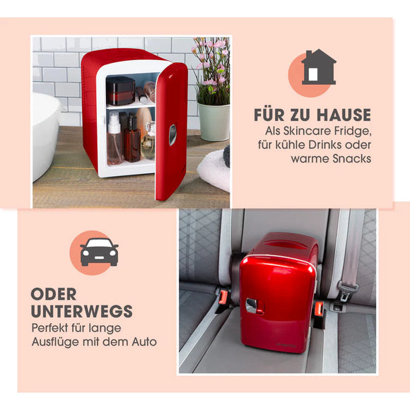GOURMETmaxx Retro Mini-Kühlschrank Kühlen & Wärmen 4L Kapazität 45W Rot