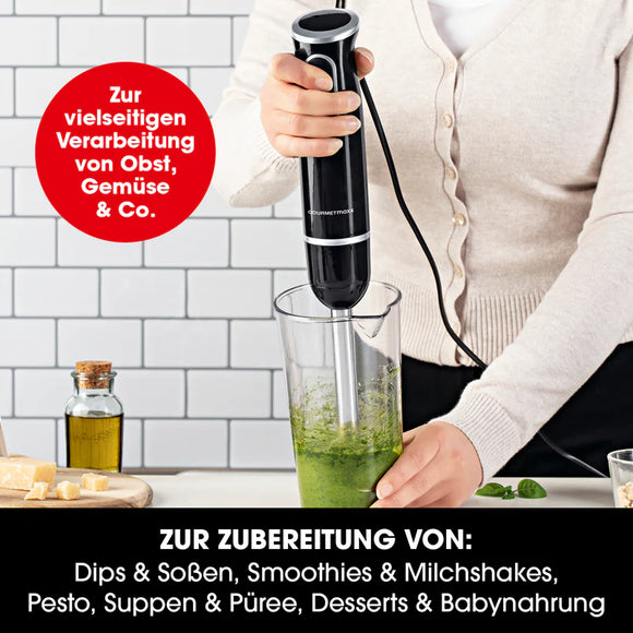 GOURMETmaxx Stabmixer Rührstab Pürierstab Pürierer Mixstab Mixer Meßbecher Set