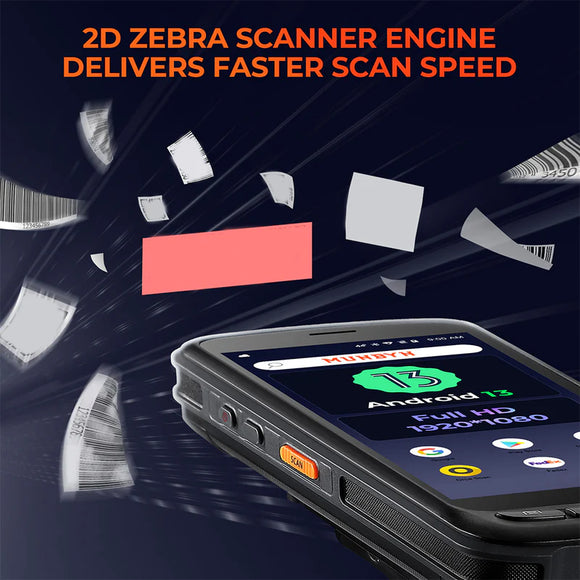 MUNBYN Tragbarer Computer Zebra Barcode Scanner Android 13 Wireless Bluetooth