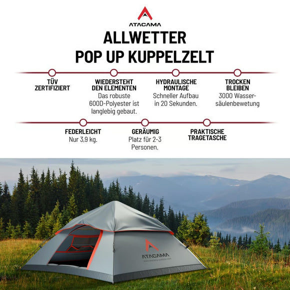 Atacama Camping Zelt 2-3 Personen Wurfzelt