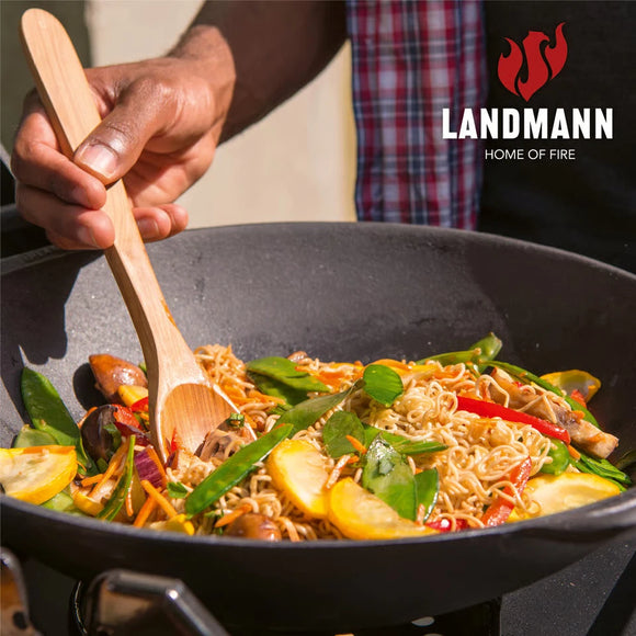 LANDMANN Hochwertiger Grillwok BBQ Gusseisen Grillrost abgeflachter Boden 44,5cm