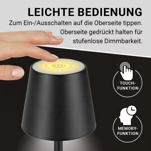 N8WERK USB-Tischleuchte LED-Akku-Tischlampe Dimmbar IP54 Touch-Funktion WEIß