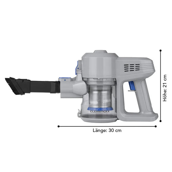 CLEANmaxx 2in1 Akku-Staubsauger Beutellos Kabellos Zyklon Handsauger Auto Grau